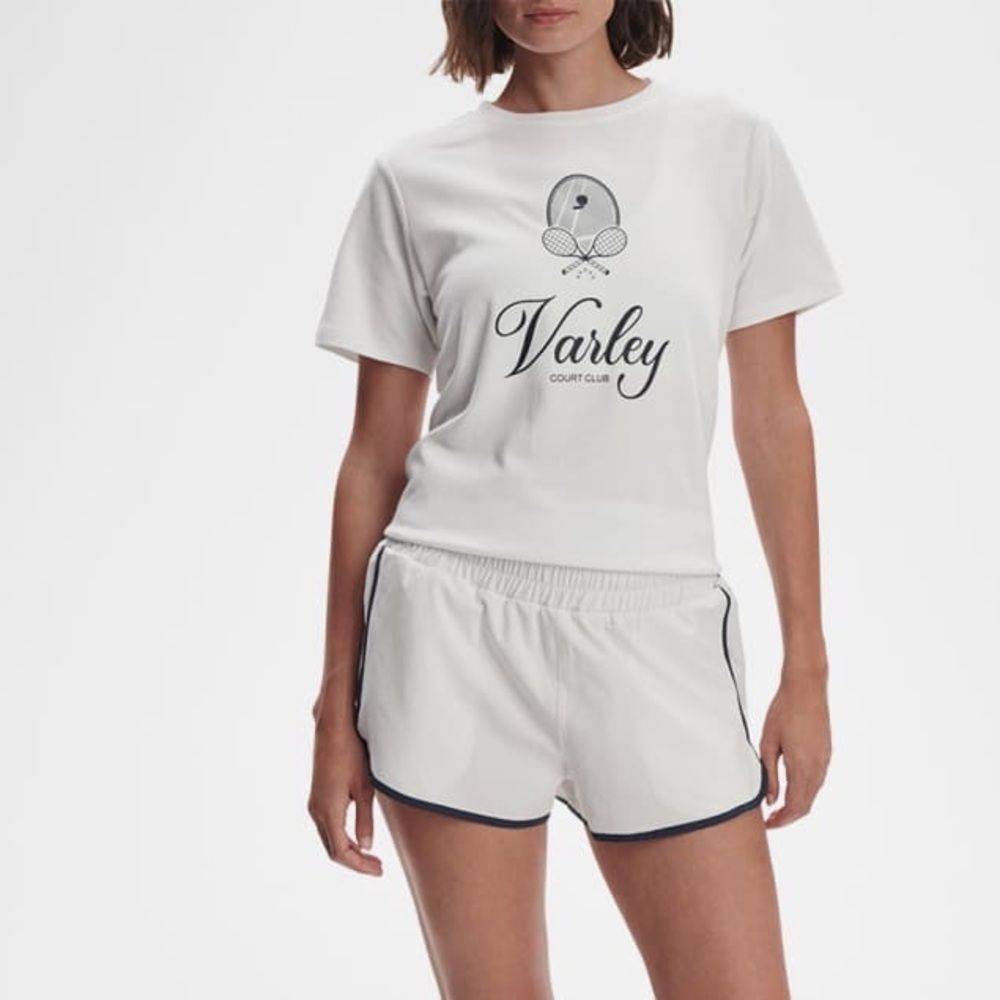 Varley White Short Sleeve Logo Tee